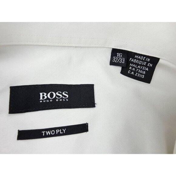Hugo Boss 2 Ply Size 16 32-33 Mens White French Cuff Spread Collar Long Sleeve - Picture 4 of 10